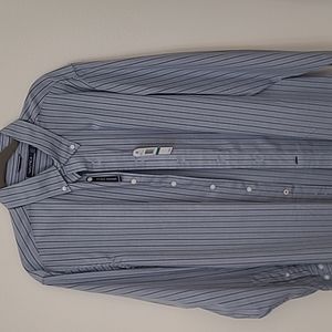 XL Nautica Blue & Gray Vertical Stripes Casual Dress Shirt New with Tags